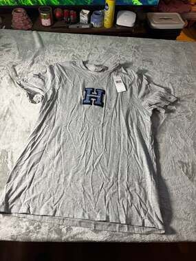 Tommy Hilfiger Men's Grey Heather Big 'H' Logo Short Sleeve T-Shirt Size L
